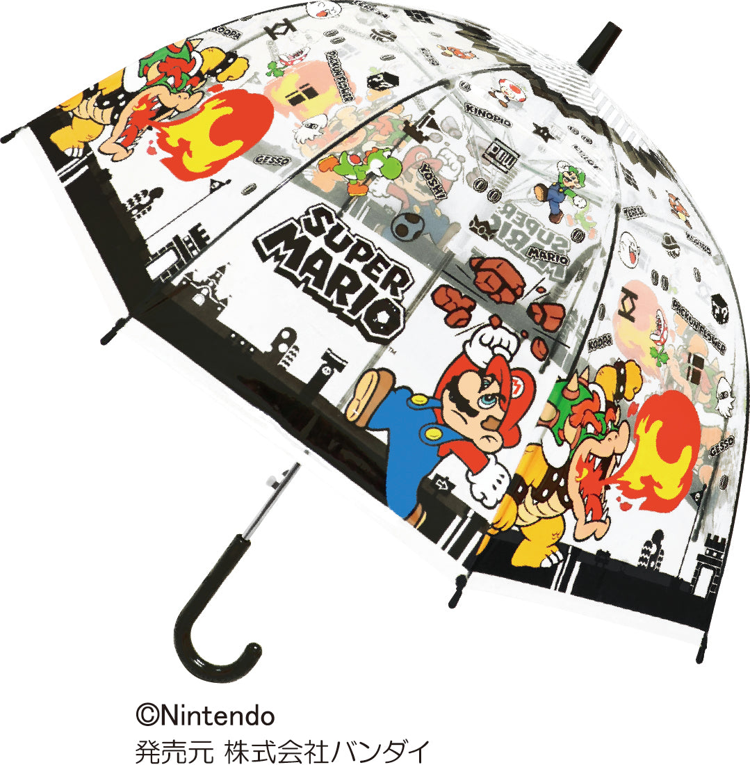 32483 子供ビニール傘 スーパーマリオ ブラック
