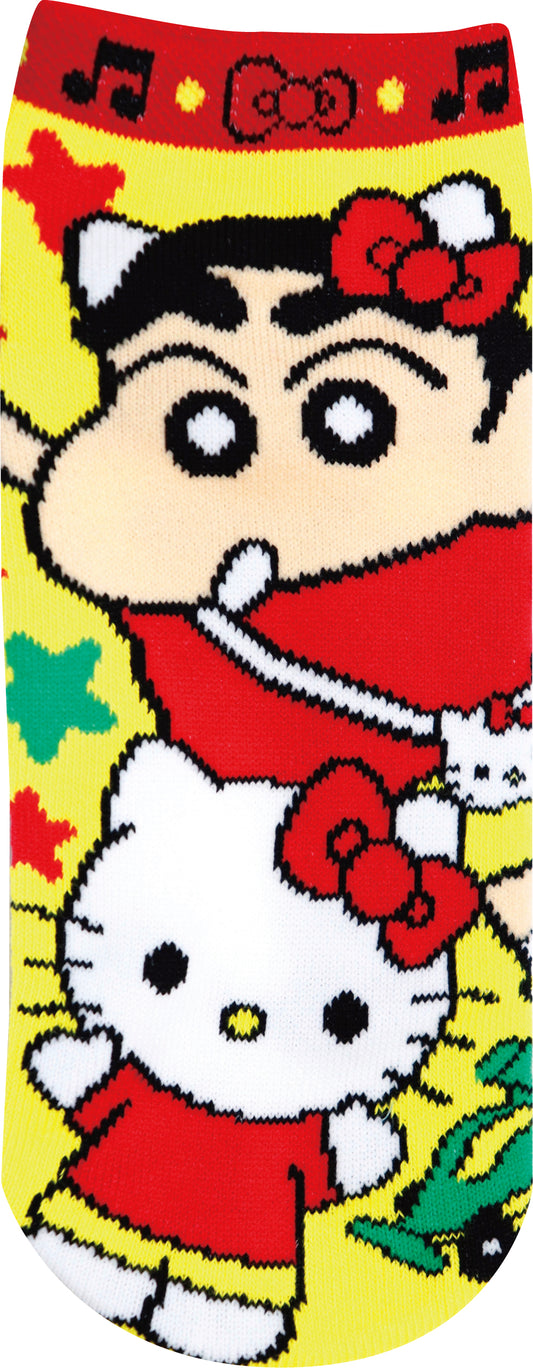 JGS0982 ソックス クレヨンしんちゃん×ハローキティ リボンイエロー