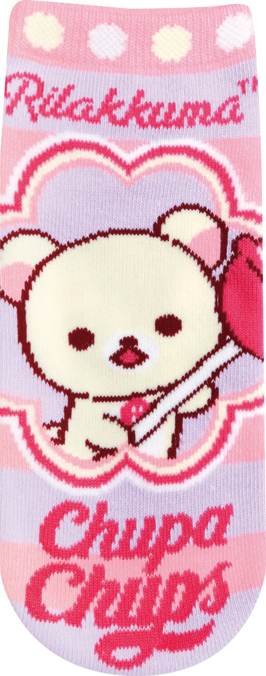 JGS1004 ソックス リラックマ×チュッパチャプス パープルボーダー